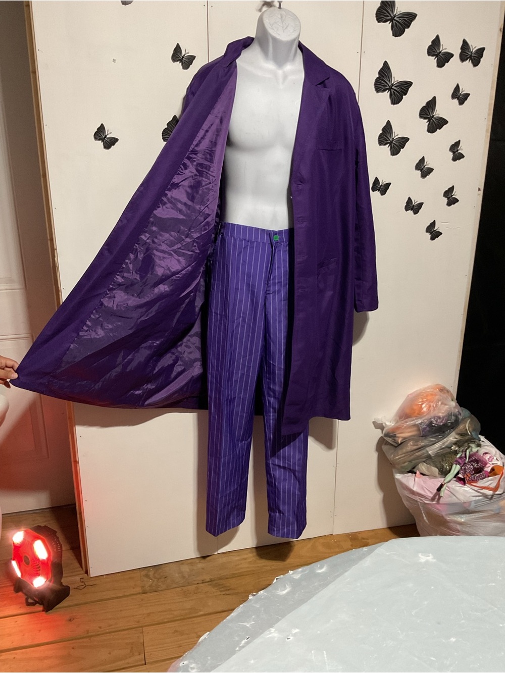 Spirit Purple Pinstripe Dress Pants with Matching Overcoat